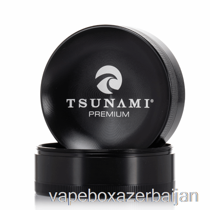 E-Juice Vape Tsunami 2.95inch 4-Piece Sunken Top Grinder Black (75mm)